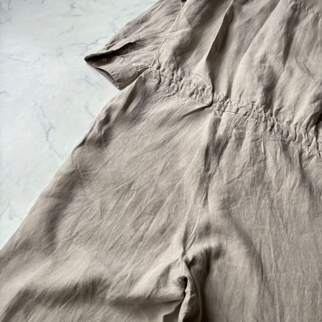 かぐれ KAGURE リネンオールインワン　長袖　ベージュ◆7079