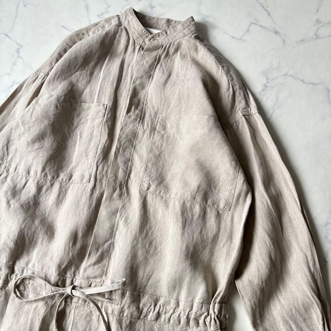 かぐれ KAGURE リネンオールインワン　長袖　ベージュ◆7079