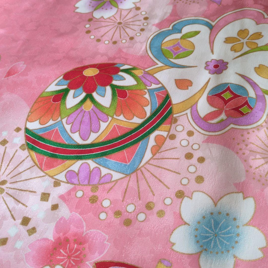 七五三　正絹　着物　ピンク　桜　７歳　フルセット