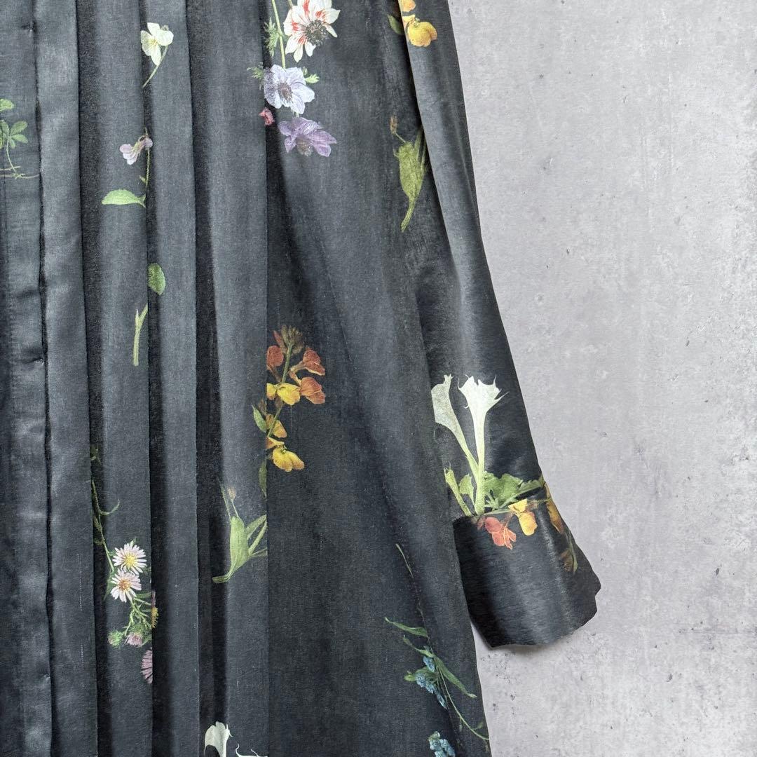 アメリヴィンテージ ボタニカルプリーツドレス ワンピース 黒 M