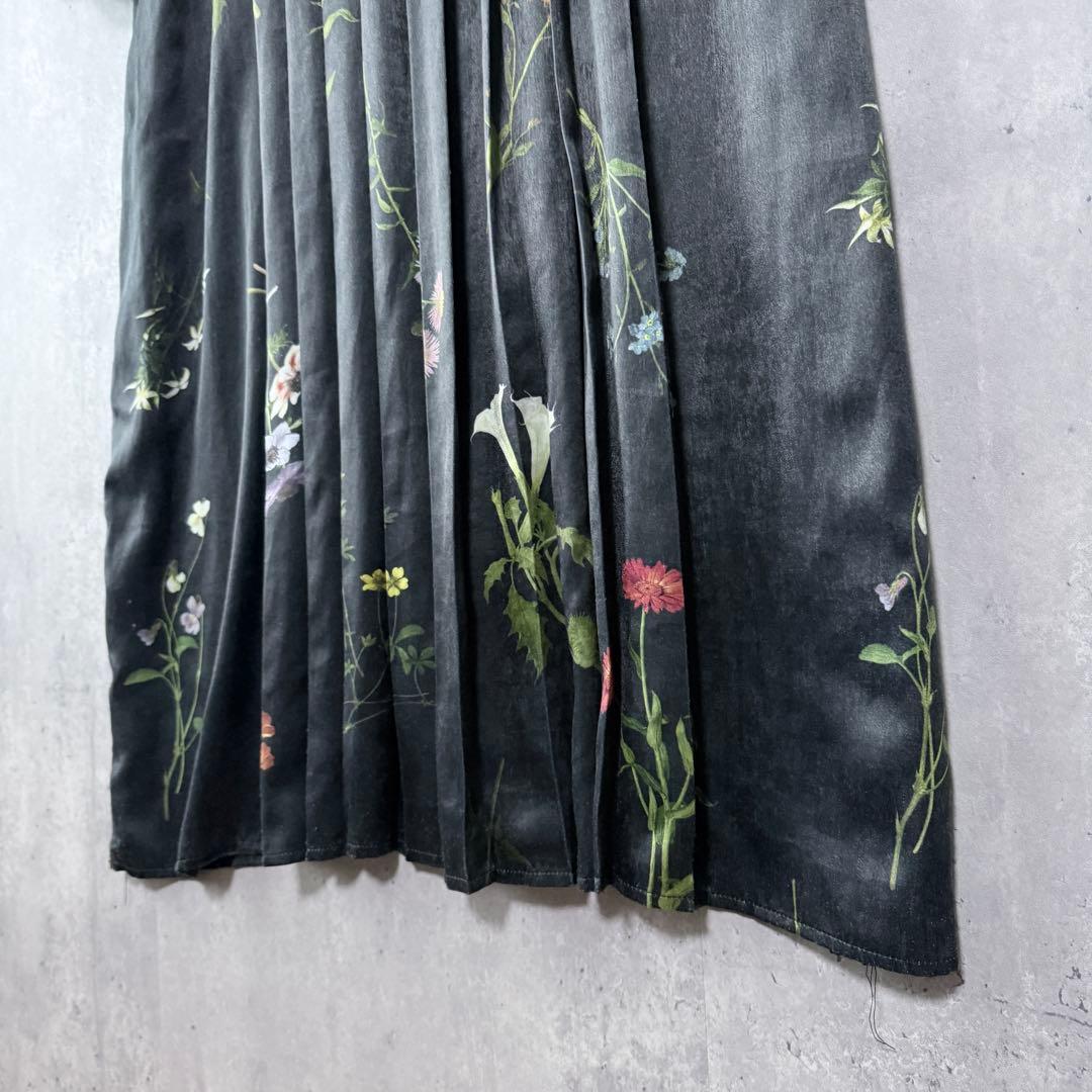 アメリヴィンテージ ボタニカルプリーツドレス ワンピース 黒 M