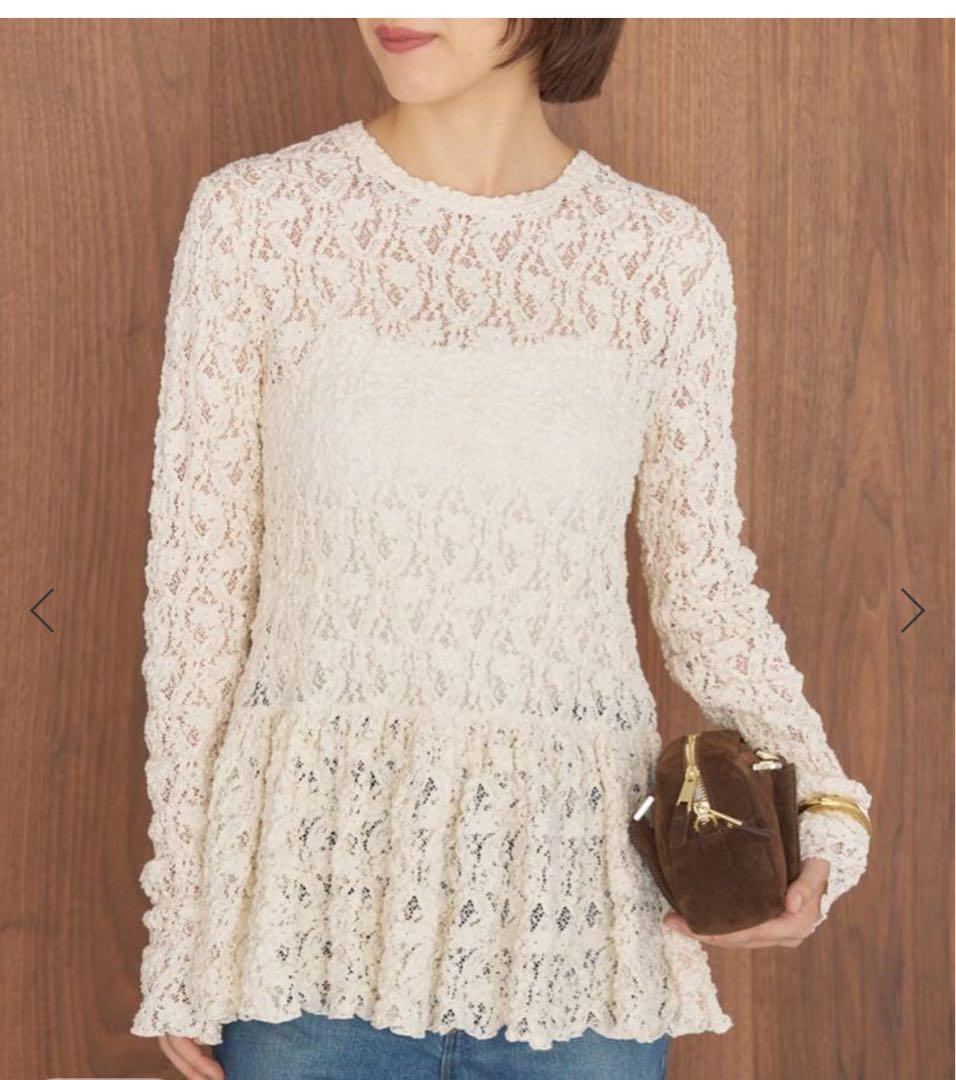 イエナ　flower ストレッチレースペプラムプルオーバー