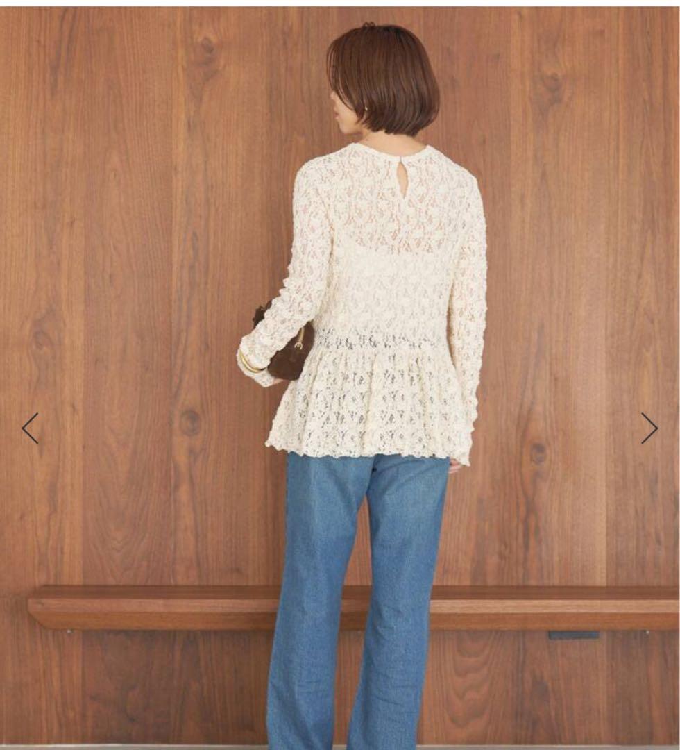 イエナ　flower ストレッチレースペプラムプルオーバー