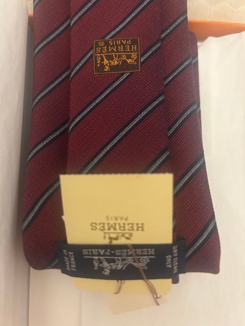 Miko。HERMES ボルドー ストライプ ネクタイ