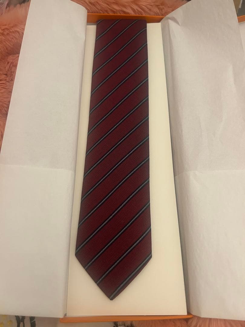 Miko。HERMES ボルドー ストライプ ネクタイ
