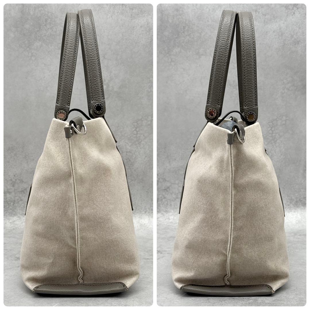 IACUCCI 2way トートバッグ キャンバス レザー グレージュ A4◎
