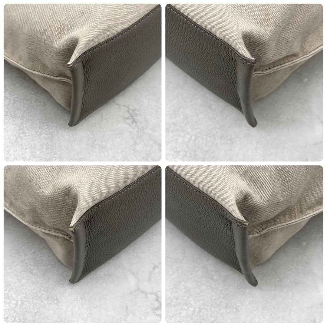 IACUCCI 2way トートバッグ キャンバス レザー グレージュ A4◎