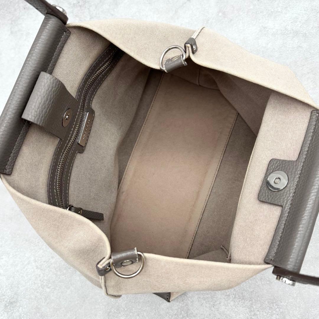 IACUCCI 2way トートバッグ キャンバス レザー グレージュ A4◎