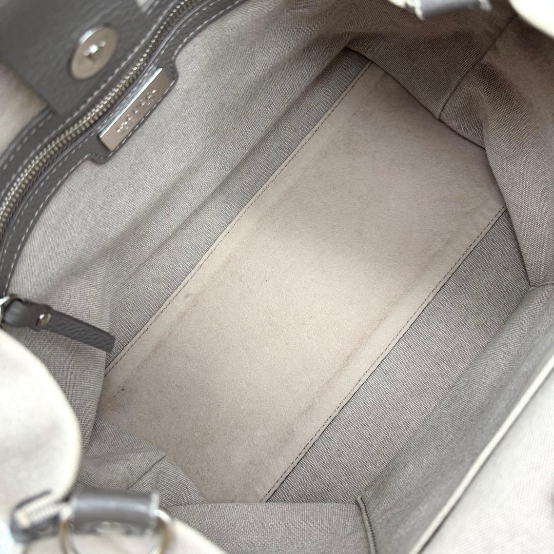 IACUCCI 2way トートバッグ キャンバス レザー グレージュ A4◎