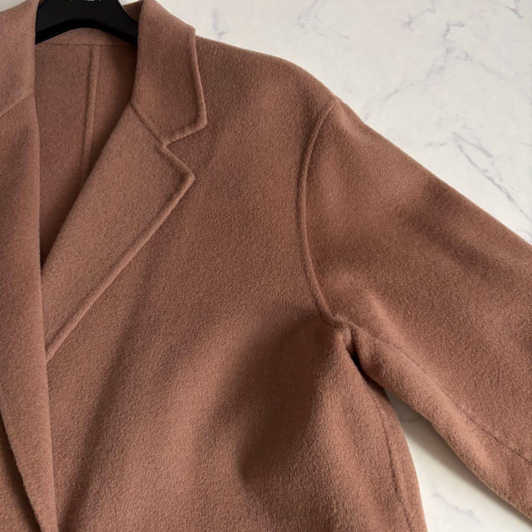 美品 ウィムガゼット リバー チェスターコート ダブルフェイス ロング丈 茶