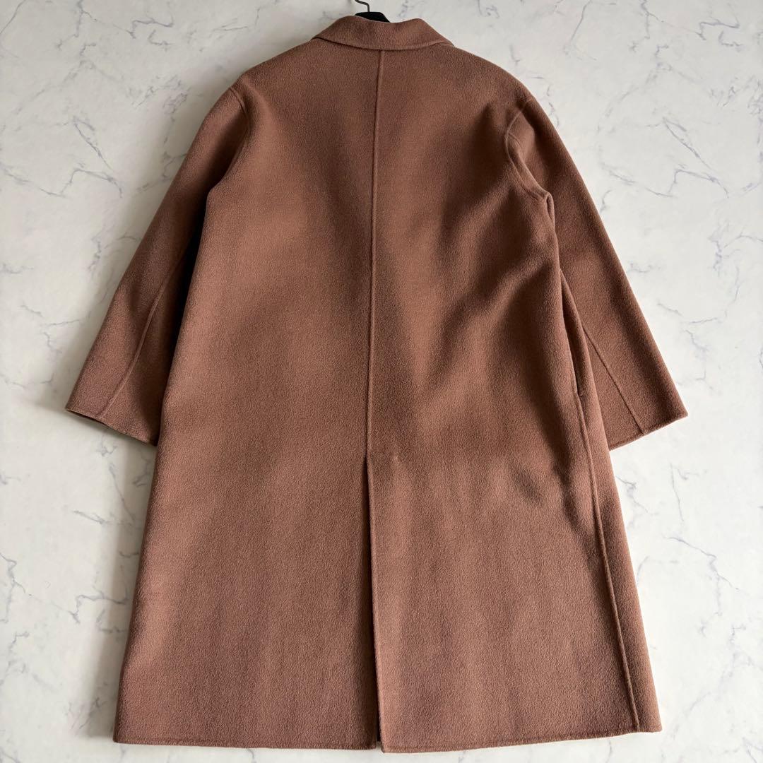 美品 ウィムガゼット リバー チェスターコート ダブルフェイス ロング丈 茶