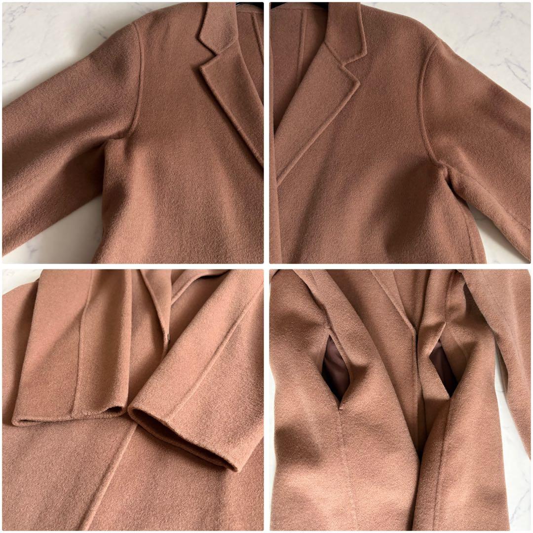 美品 ウィムガゼット リバー チェスターコート ダブルフェイス ロング丈 茶