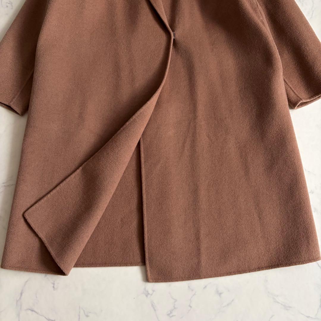 美品 ウィムガゼット リバー チェスターコート ダブルフェイス ロング丈 茶