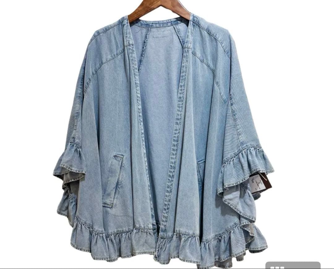 ayane テンセルデニムフリルポンチョ　アヤン　ブリーチ