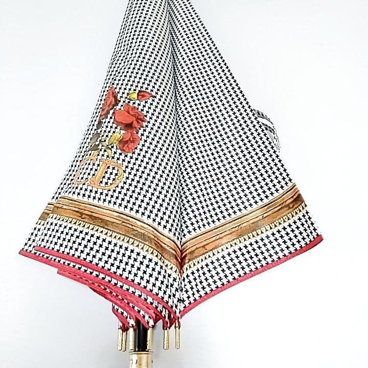 未使用品　超希少　クリスチャンディオール　長傘　晴雨兼用　千鳥格子柄　バラロゴ