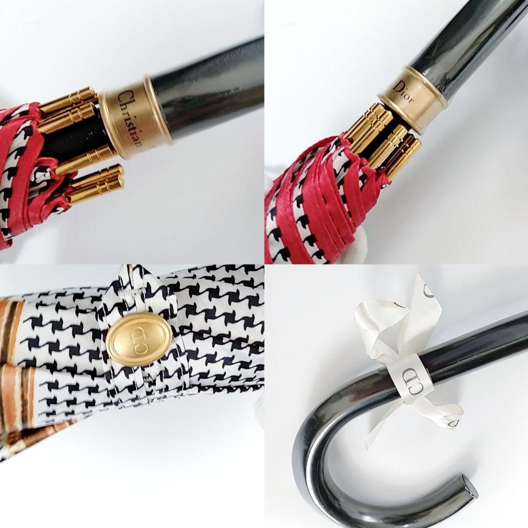 未使用品　超希少　クリスチャンディオール　長傘　晴雨兼用　千鳥格子柄　バラロゴ