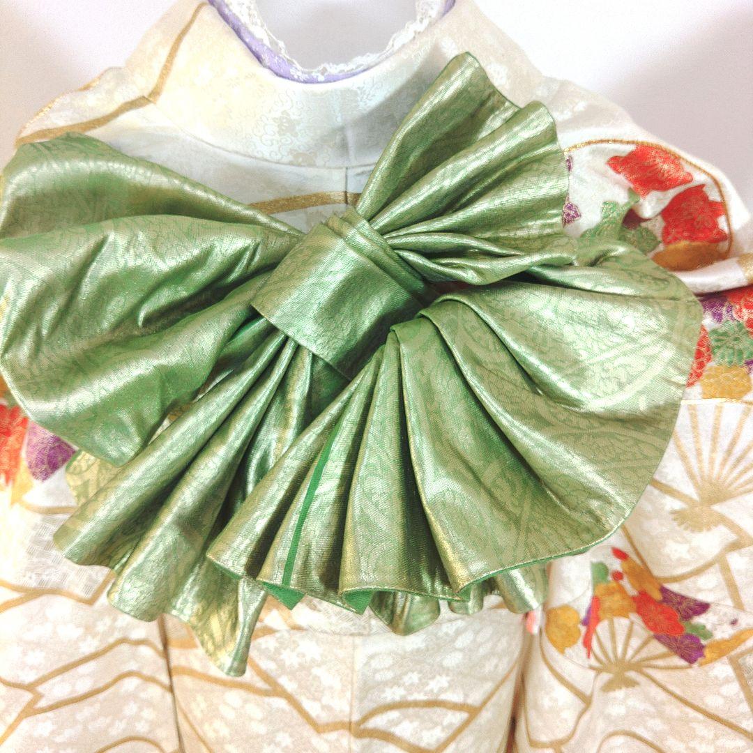 格安！　振袖フルセット　9点　成人式　結婚式　前撮り　白　ホワイト　袋帯　黄緑