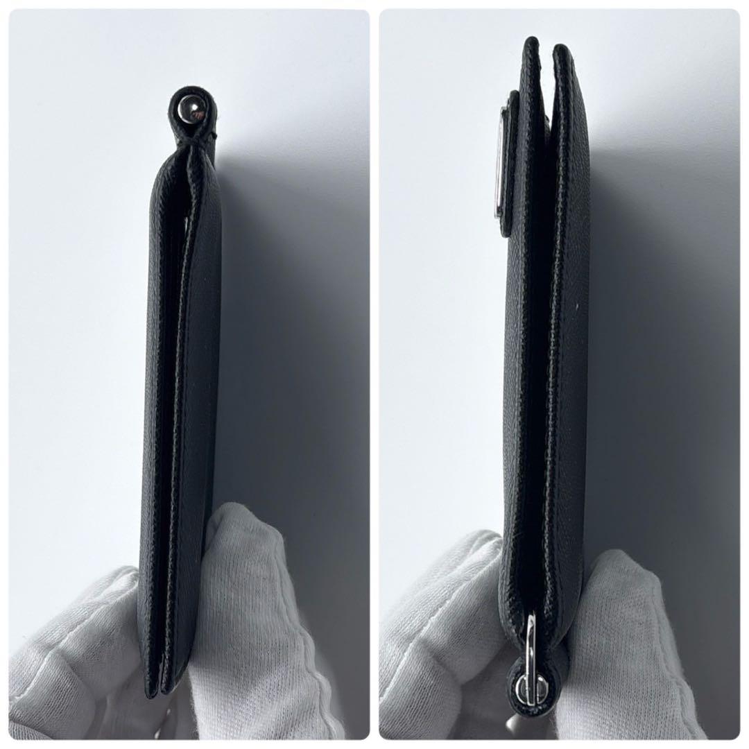 【極美品】プラダ マネークリップ 2つ折り財布 サフィアーノレザー ブラック