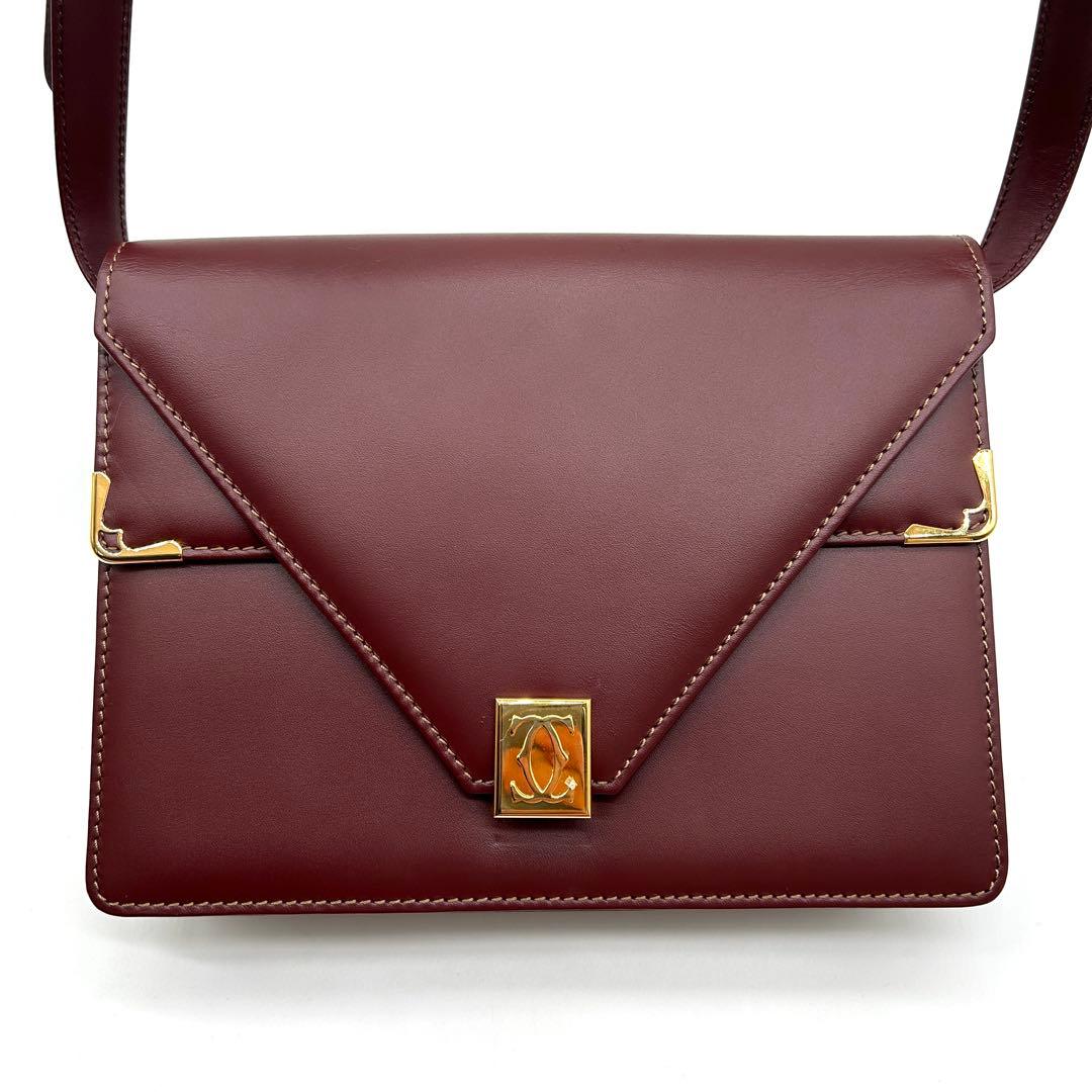 極美品 カルティエ Cartier マストライン ショルダーバッグ ボルドー