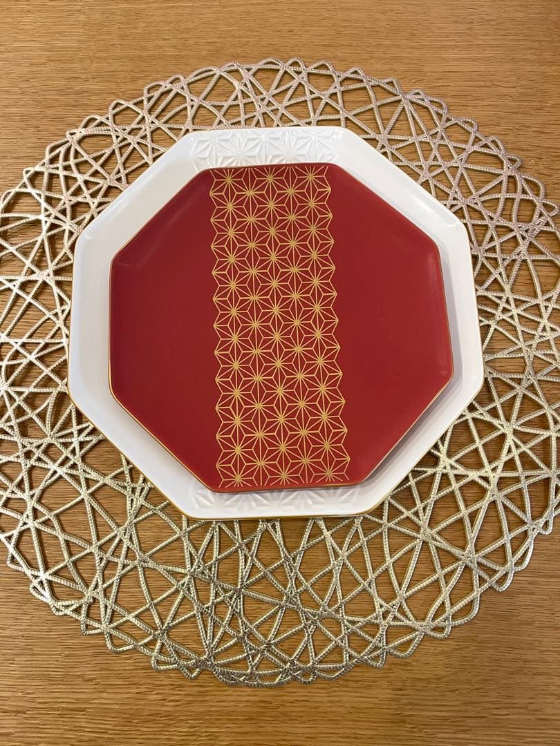 お正月　八角形の皿 5枚セット　ナチュラルキッチン　スリコ　お節　テーブルコーデ