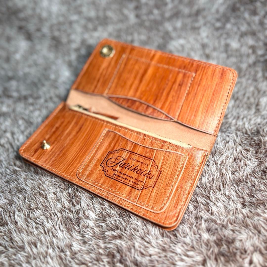 ◎個性重視.スナップロック.柿渋トラッカーウォレット.ロング2層◎