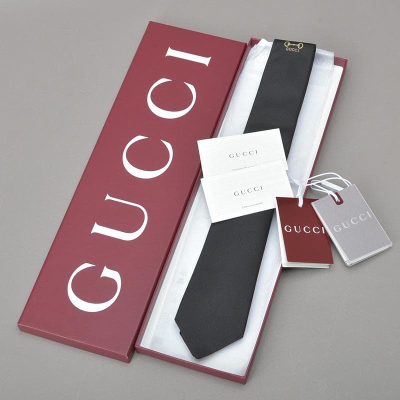 新品◇グッチ ホースビット ネクタイ ブラック 大剣7cm シルクジャガード箱付