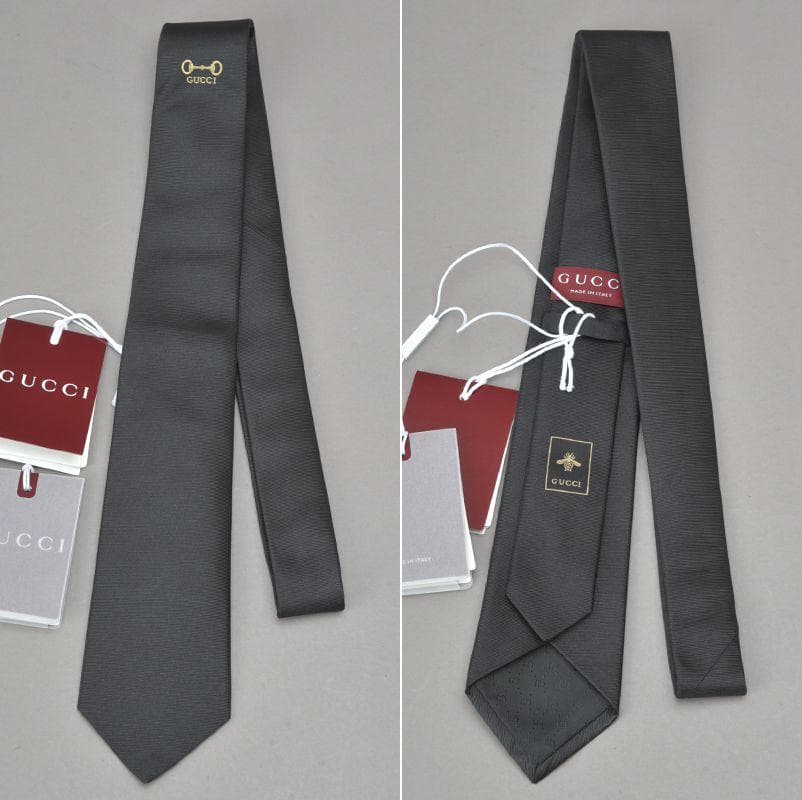 新品◇グッチ ホースビット ネクタイ ブラック 大剣7cm シルクジャガード箱付