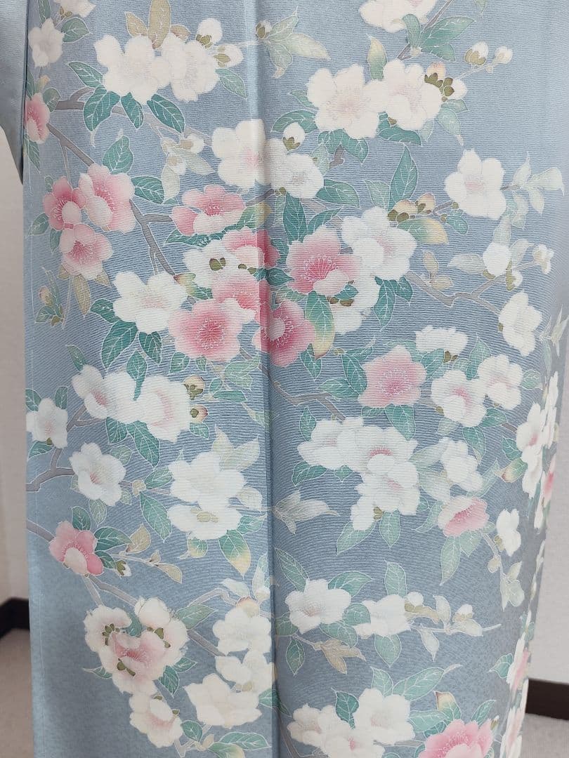 ❰6572❱ フルセット　訪問着　灰水色　袋帯　入学式　卒業式　三松シルクケア