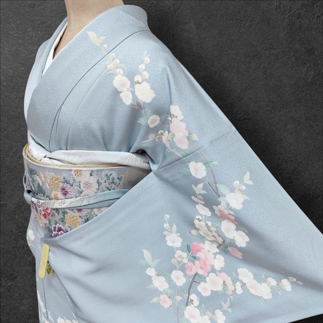 ❰6572❱ フルセット　訪問着　灰水色　袋帯　入学式　卒業式　三松シルクケア