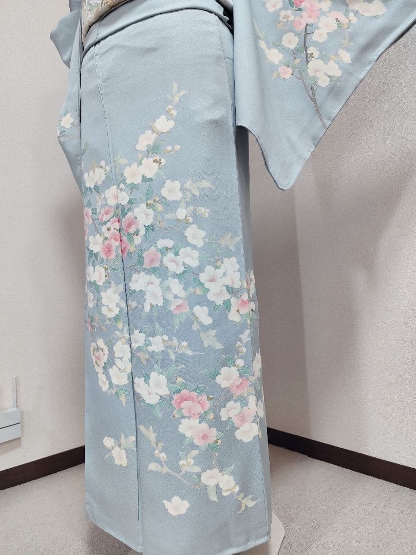 ❰6572❱ フルセット　訪問着　灰水色　袋帯　入学式　卒業式　三松シルクケア