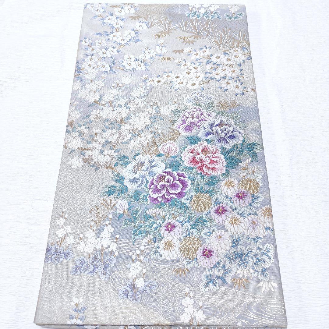 ❰6572❱ フルセット　訪問着　灰水色　袋帯　入学式　卒業式　三松シルクケア