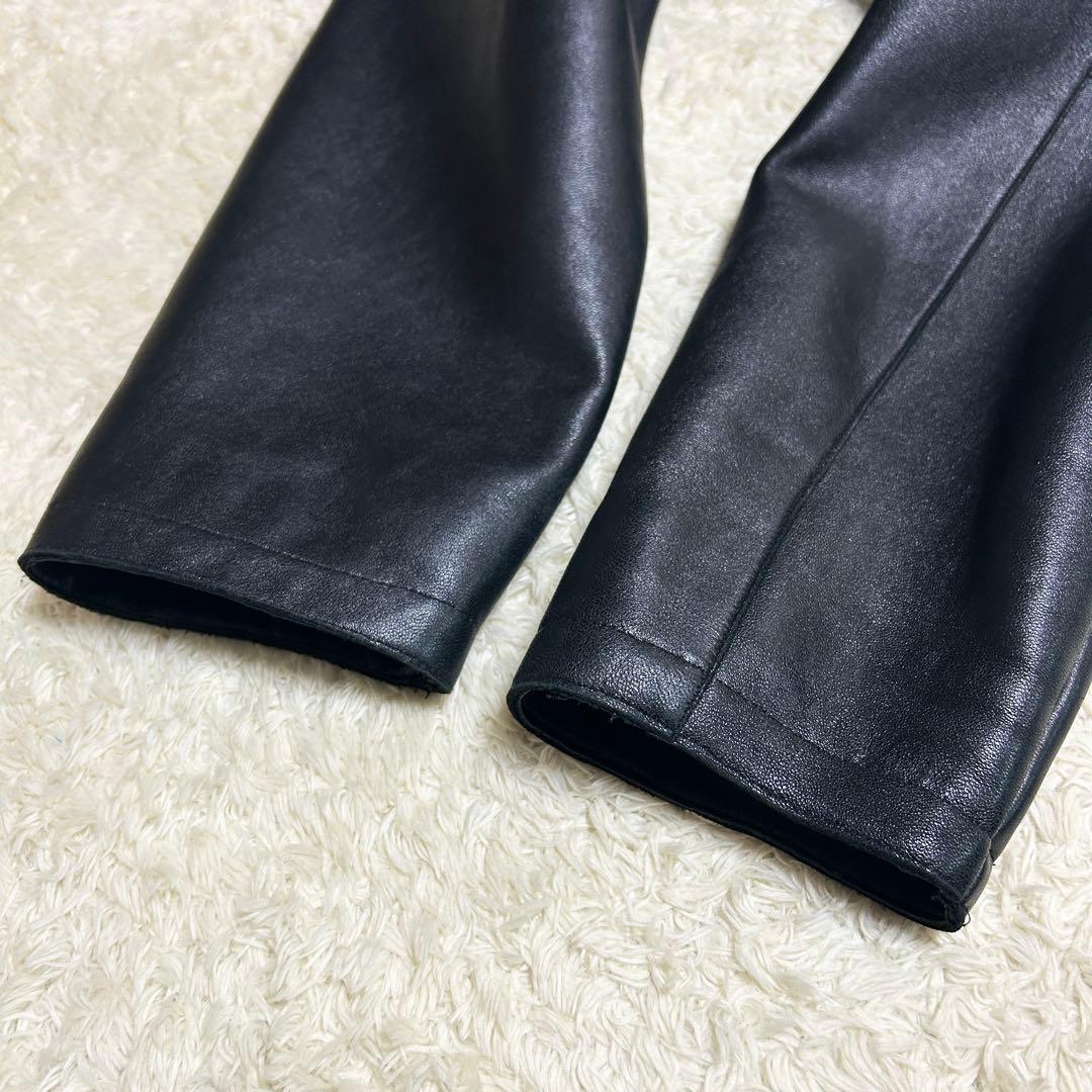 希少✨ イタリア製 レザーコート ラムスキン マイクロポーラーフリース 本革 黒
