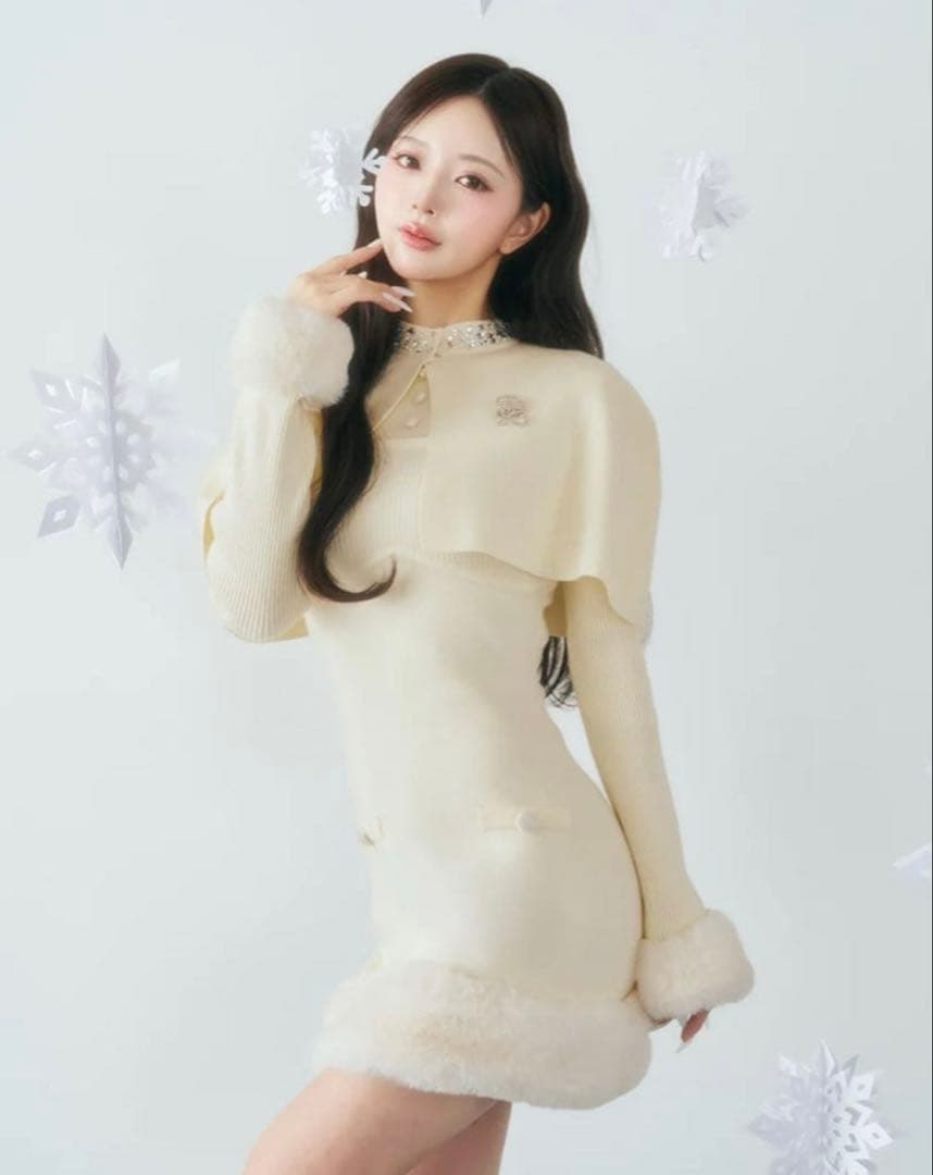 ダーリッチ ビジューケープニットミニワンピース