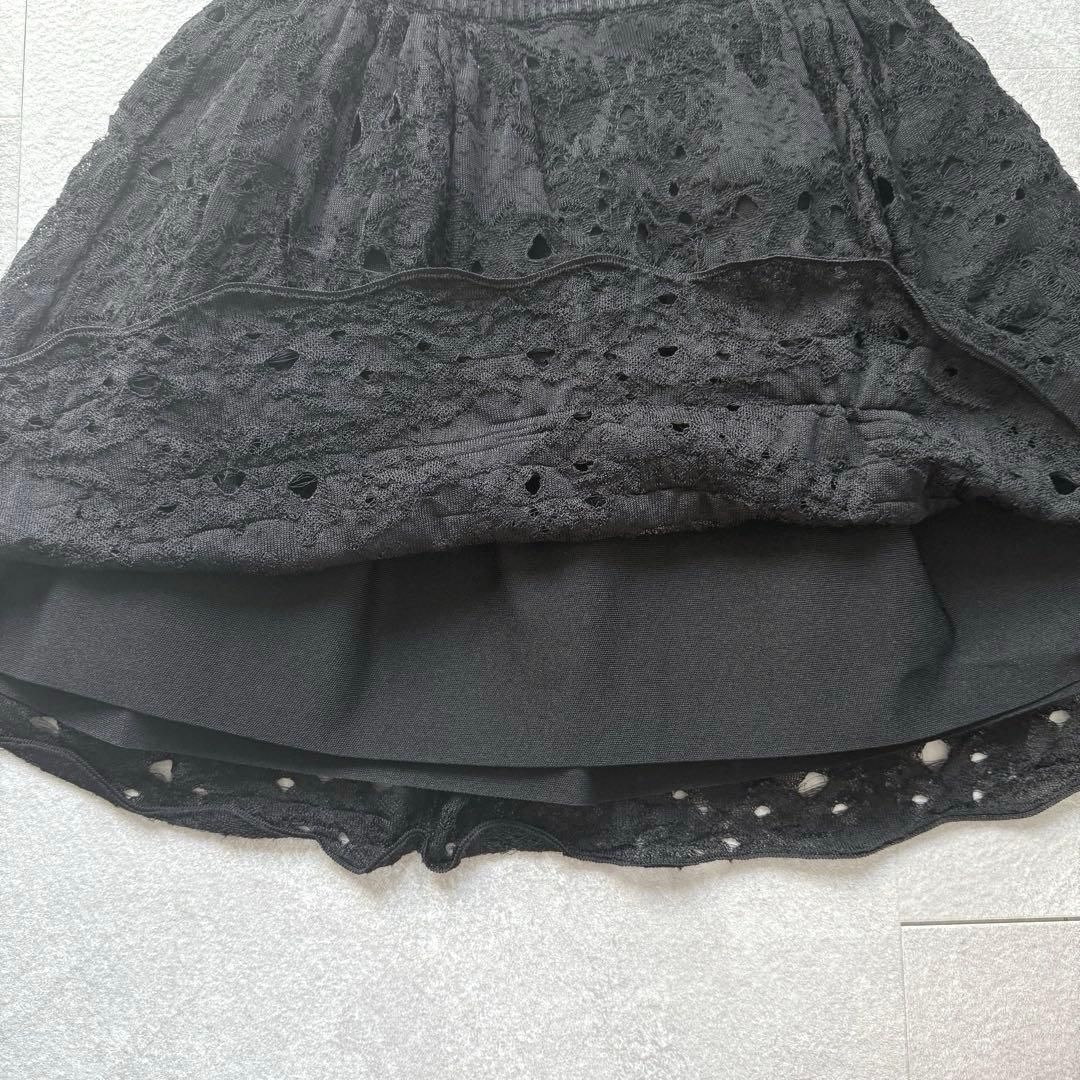 CHANEL ココマーク ニットチュチュバルーンスカート 34 黒