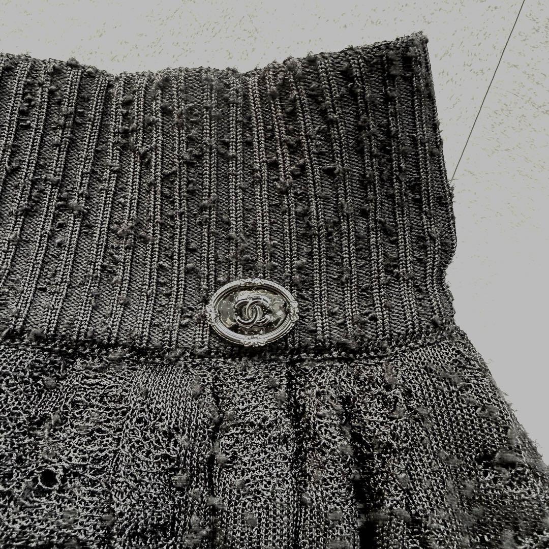 CHANEL ココマーク ニットチュチュバルーンスカート 34 黒