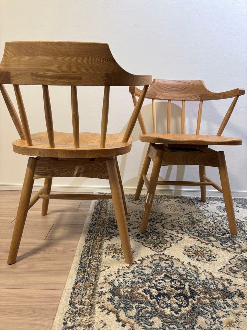 【限定出品】美品 回転式ダイニングチェア ウッド アームチェア 2脚セット