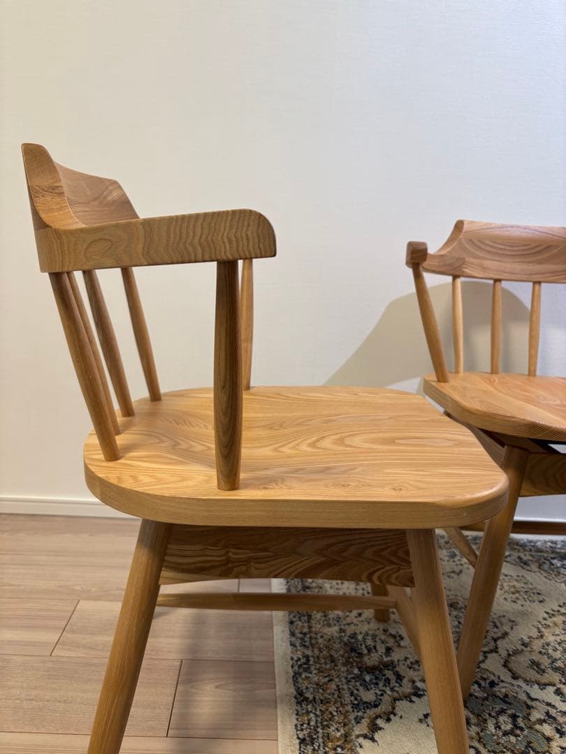 【限定出品】美品 回転式ダイニングチェア ウッド アームチェア 2脚セット