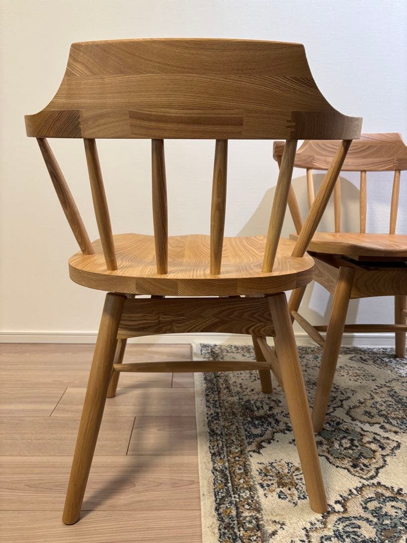 【限定出品】美品 回転式ダイニングチェア ウッド アームチェア 2脚セット