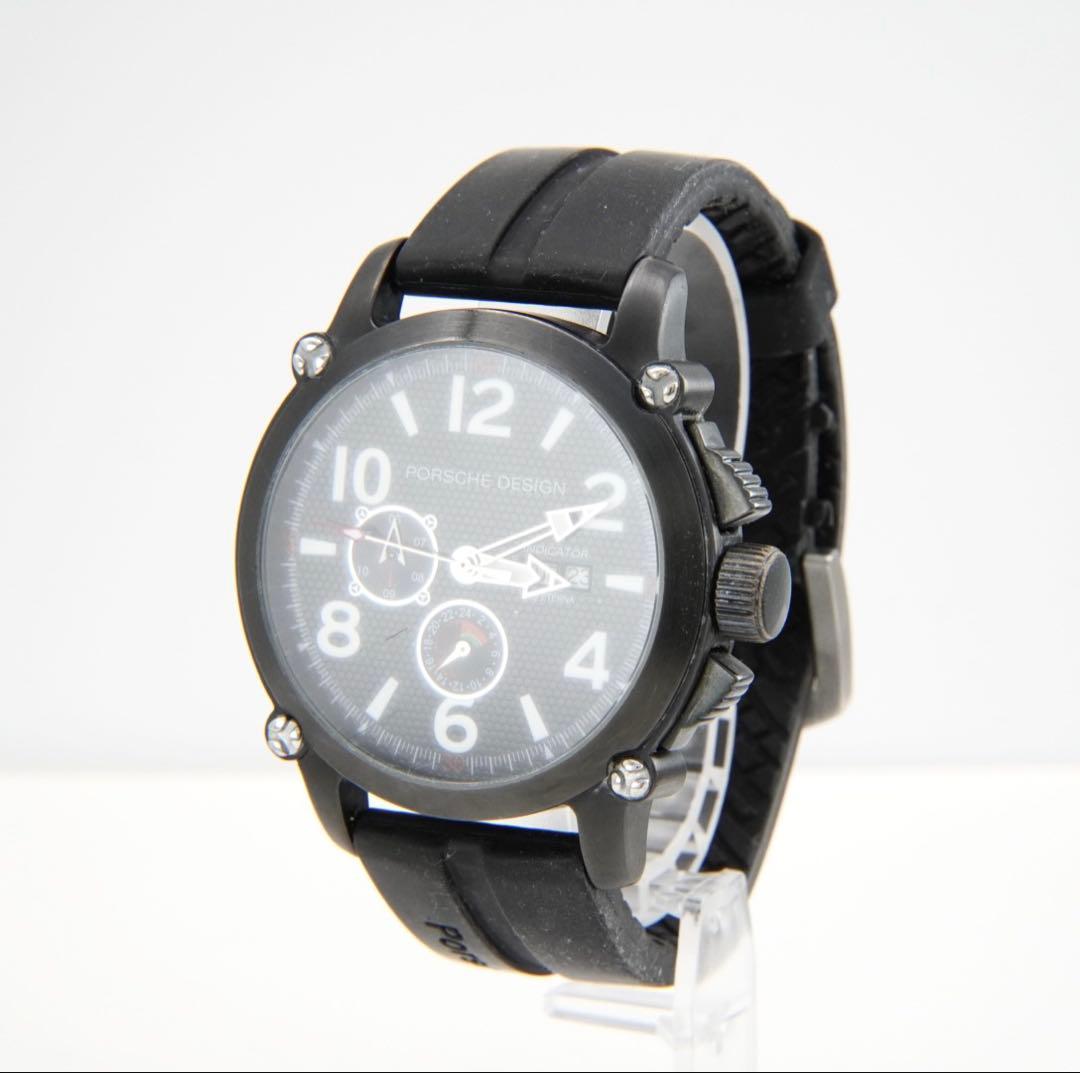 ポルシェデザイン クロノグラフ 黒文字盤 自動巻き ラバーベルト メンズ 腕時計