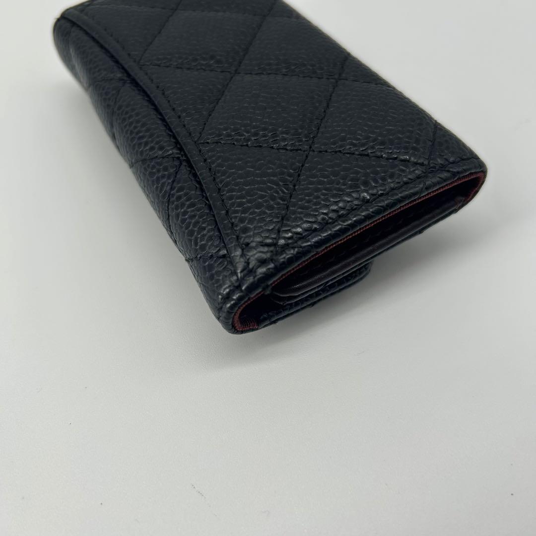 シャネル ココマーク 金具 キャビアスキン マトラッセ 6連キーケース レザー