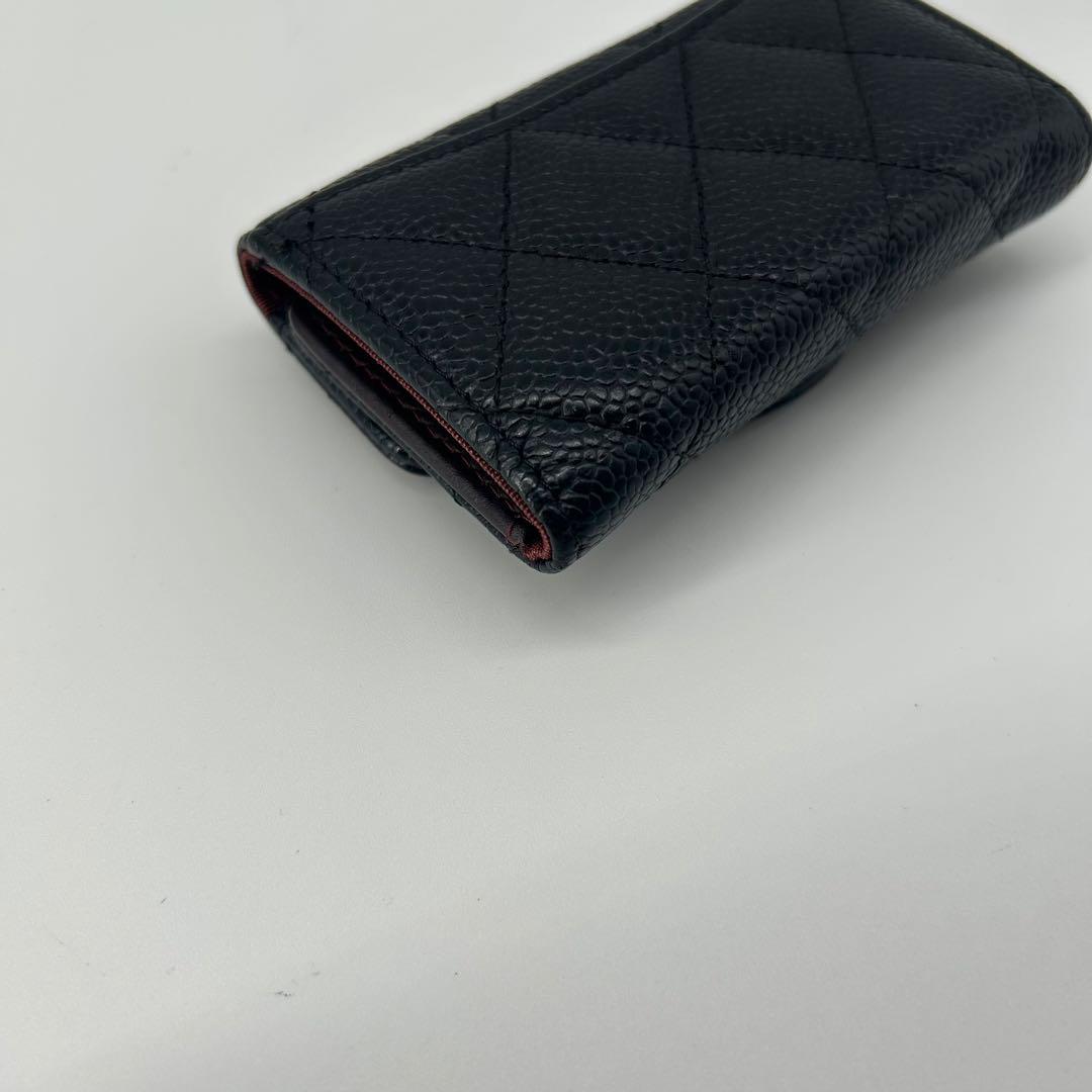 シャネル ココマーク 金具 キャビアスキン マトラッセ 6連キーケース レザー