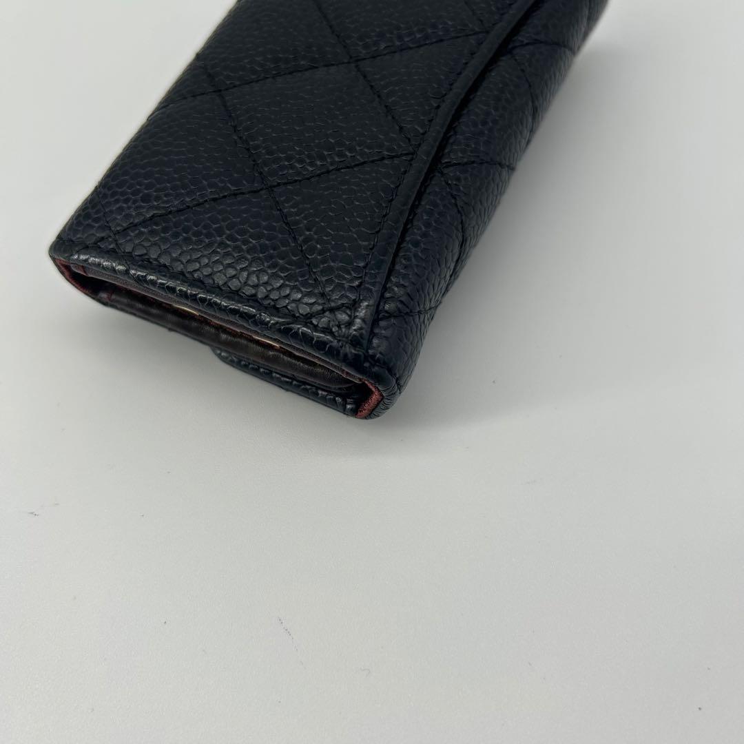 シャネル ココマーク 金具 キャビアスキン マトラッセ 6連キーケース レザー