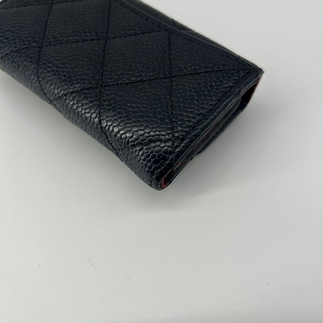 シャネル ココマーク 金具 キャビアスキン マトラッセ 6連キーケース レザー