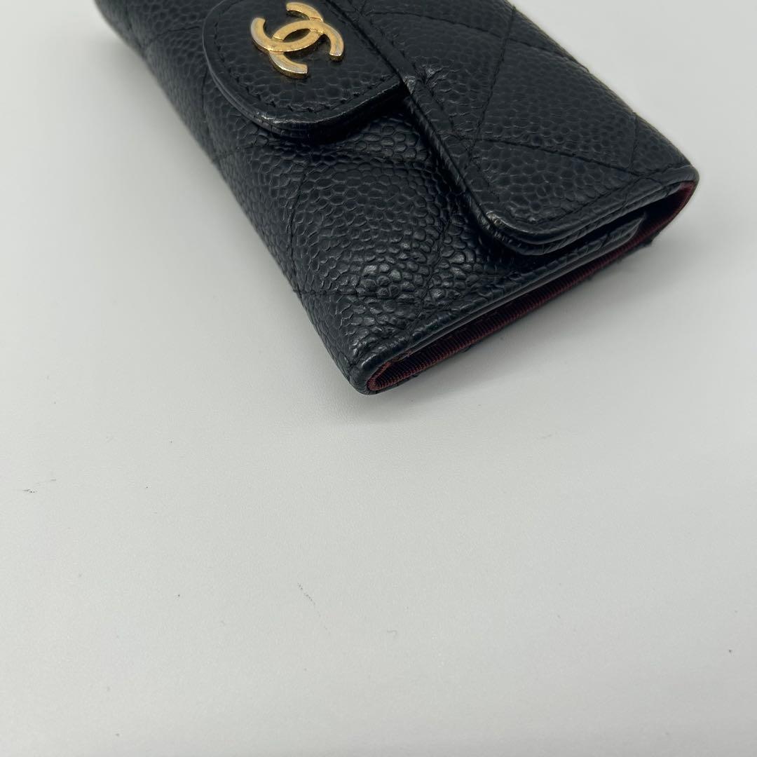 シャネル ココマーク 金具 キャビアスキン マトラッセ 6連キーケース レザー