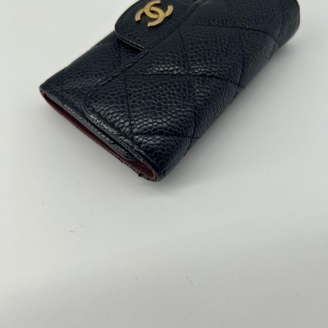 シャネル ココマーク 金具 キャビアスキン マトラッセ 6連キーケース レザー