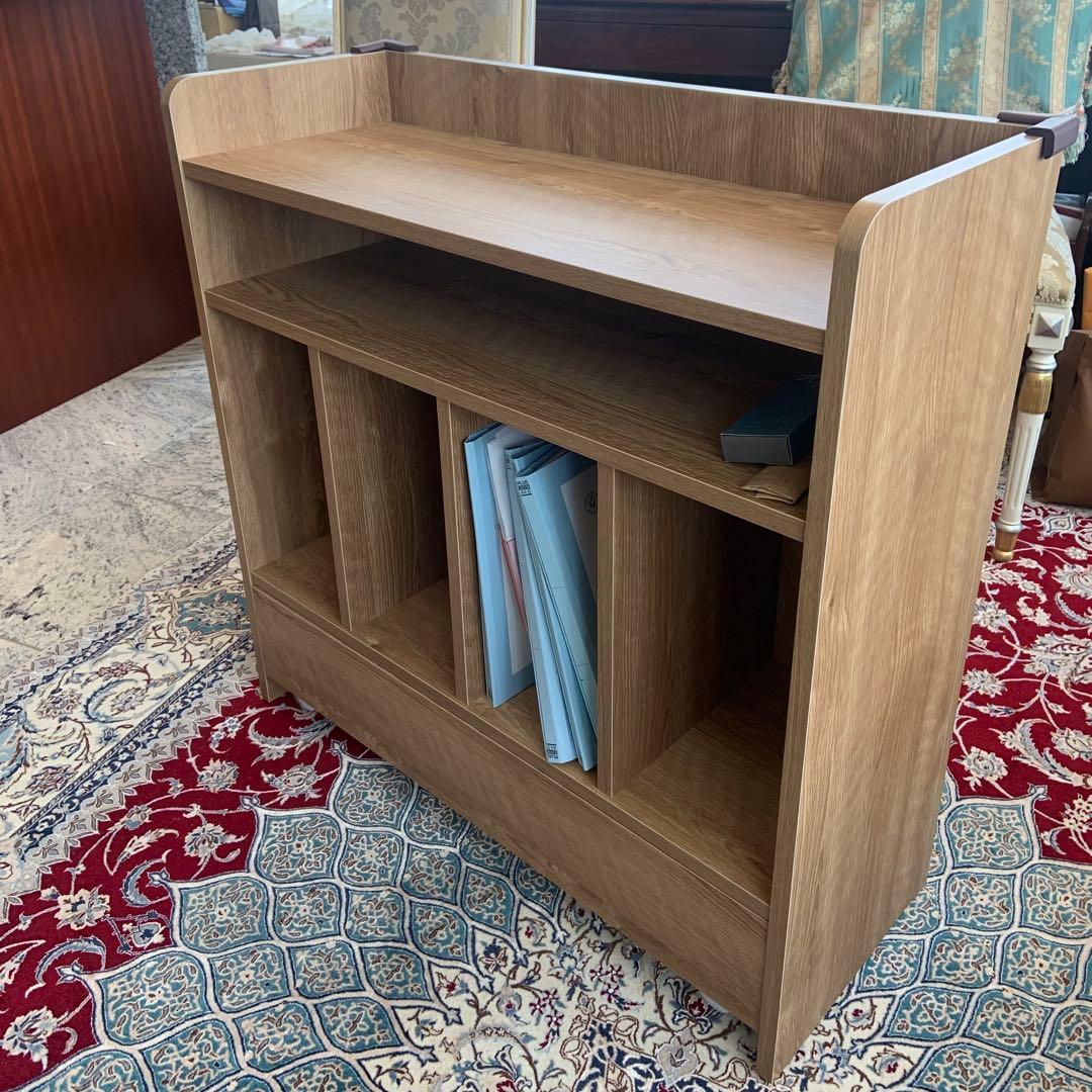 【未使用】定価35,700円隠せるシェルフ木目調完成品　キャスター付　ディノス