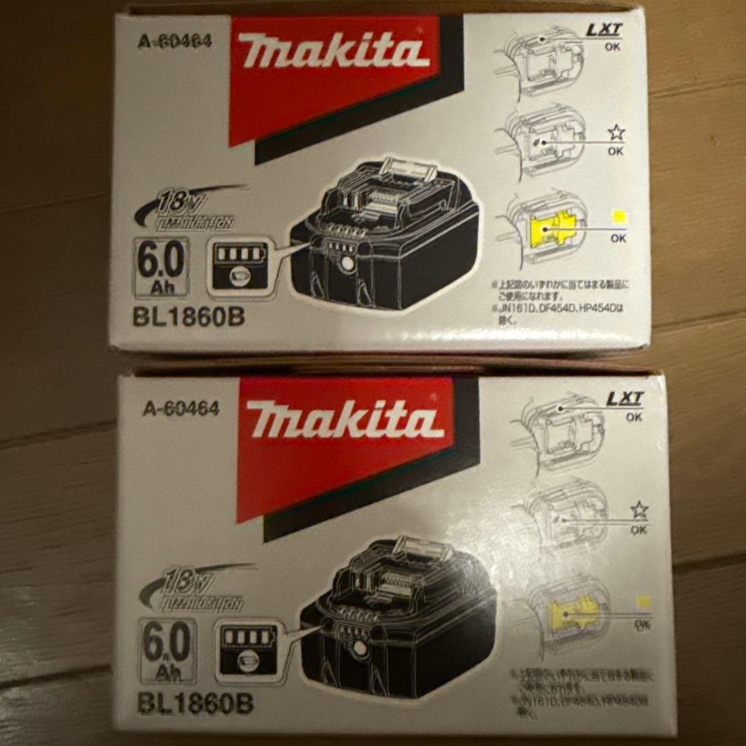 新品未開封 2個 マキタ バッテリー　6.0Ah　18V BL1860B