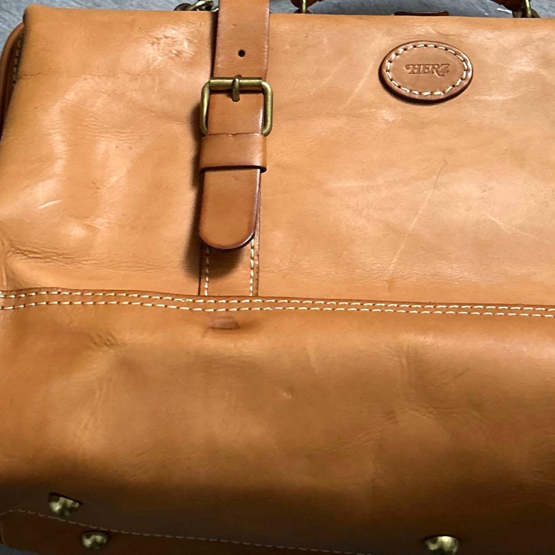 HERZヘルツ口枠2wayレザーボストンバッグ がま口本革ダレス