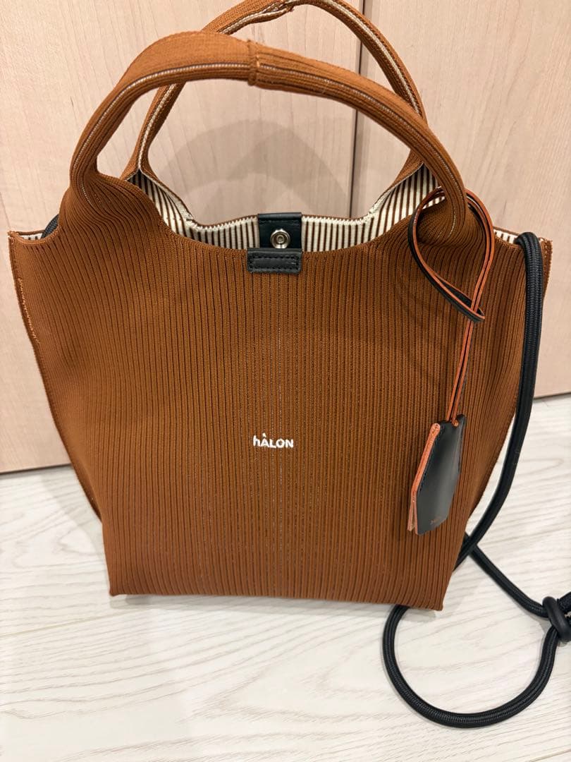 ＜hALON＞ストライプ ニット トートバッグM