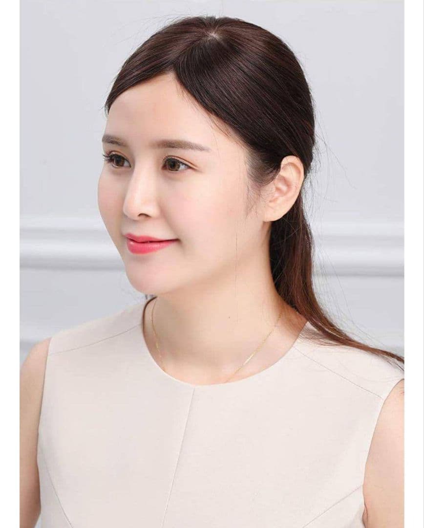 人毛100％前髪付き部分ウィッグ瞬間カバーＩ型つむじ地肌総手植えヘアピース✨特注